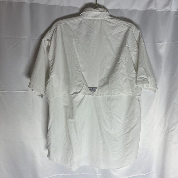 Columbia Button Down Shirt Men L Large White PFG Bahama Omni Shade Lined Fishing - Picture 7 of 9